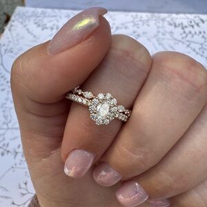 Kay Jewelers Rose Gold Ring with Leo First Light Diamond and Neil Lane band